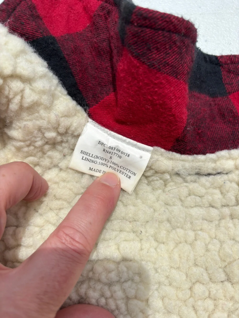 Red & Black Buffalo Plaid Woolrich Dog Coat with sunglasses